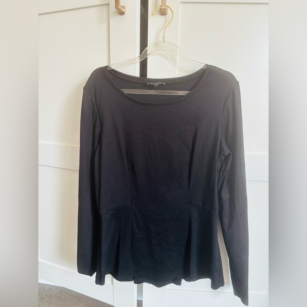 Lafayette 148 New York Black Long Sleeve Top casual chic minimalist